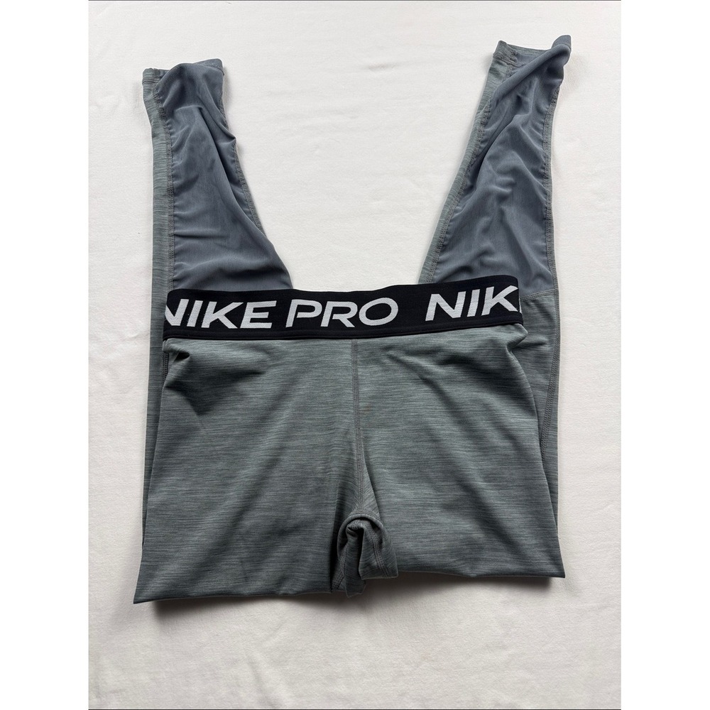 Nike Pro Dri-FIT Kids Grey Heathered Mesh Panel Athletic Leggings Size M